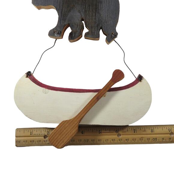 Rustic Cabin Bear Canoe Welcome Sign Wood Handcrafted Decor Approx. 25" Long - Picture 6 of 12